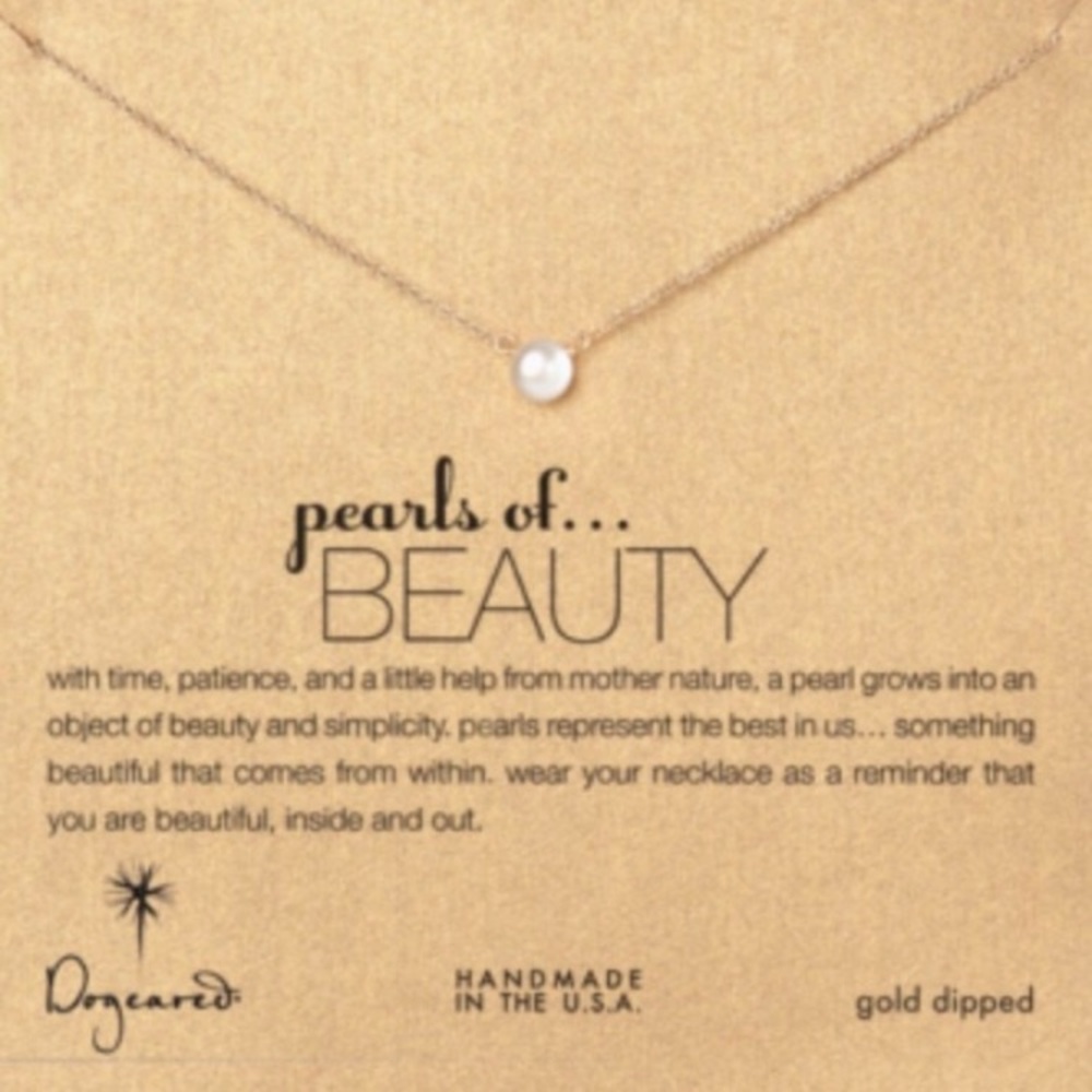 Dogeared Small Pearl Necklace ~ Gold Dipped